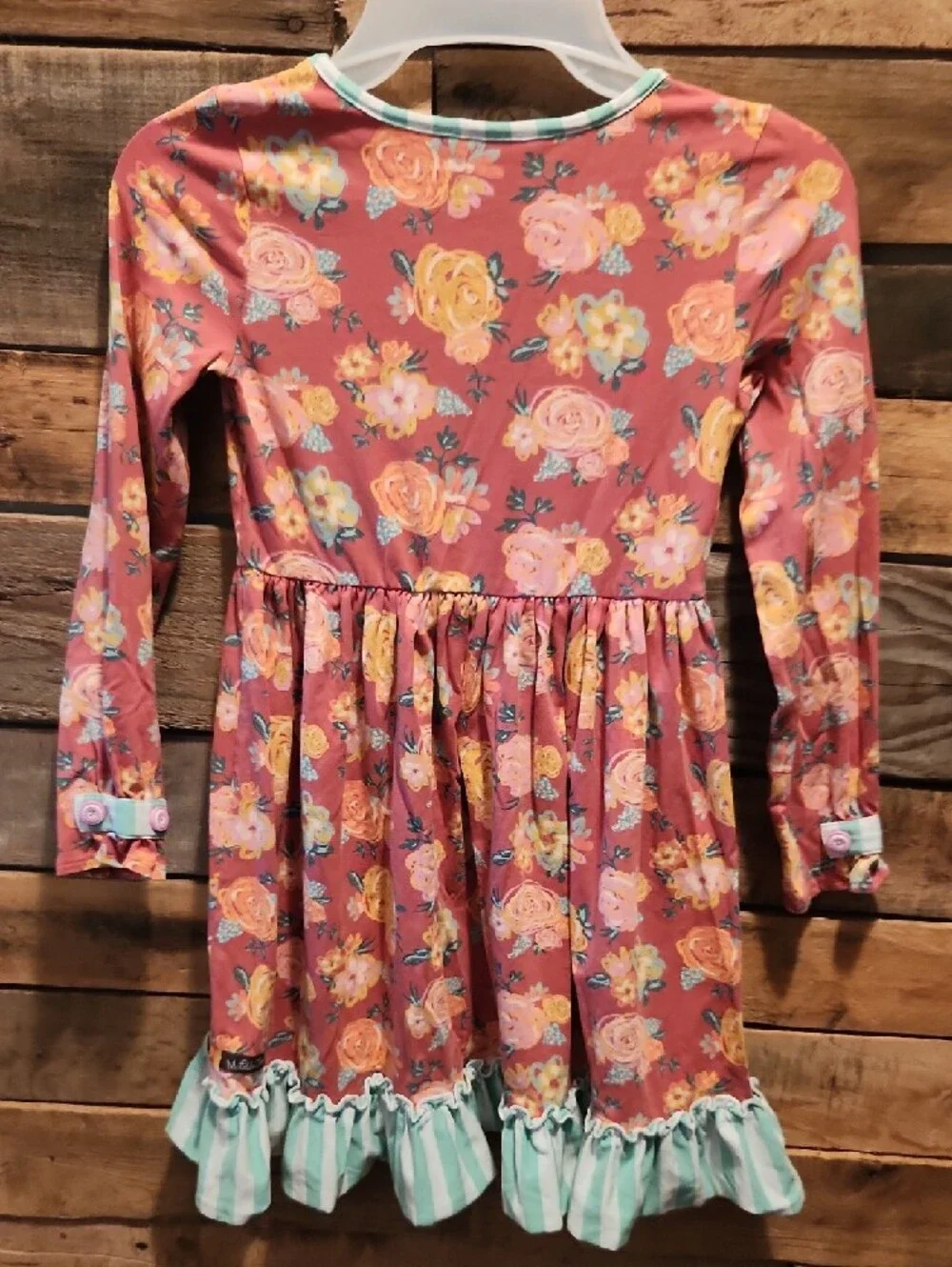 Matilda Jane Rusty Rose Floral Dress with Mint Trim